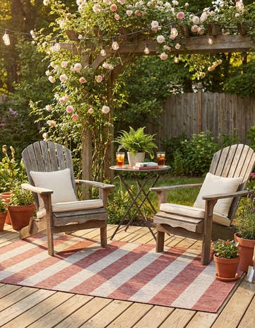 Rust Red Easy-Clean Ribbon Indoor / Outdoor Rug