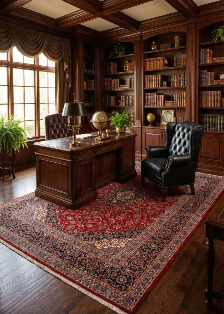 9' 7 x 13' 6 Hand Knotted Kashan Persian Wool Rug