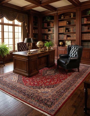 9' 7 x 13' 6 Hand Knotted Kashan Persian Wool Rug