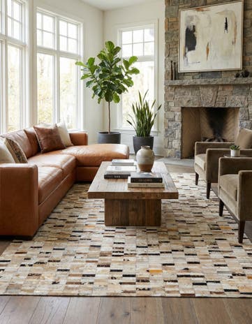 5' 3 x 8' 1 Cowhide - Patchwork Rug