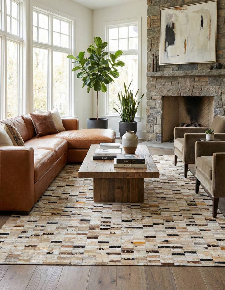 Detail image of  5' 3 x 8' 1 Cowhide - Patchwork Rug