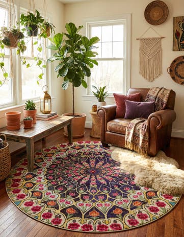 8' x 8' Washable Carnevale Round Rug