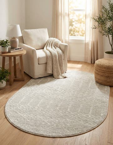 Light Gray Paxon Trellis Oval Rug
