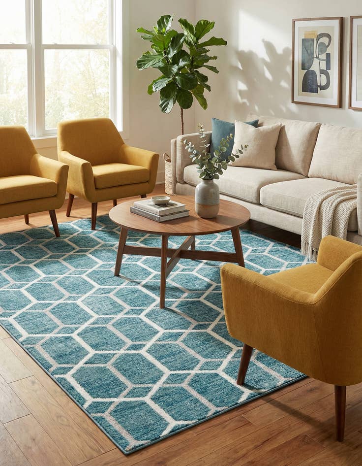 Detail image of  7' x 7' Lattice Trellis Square Rug