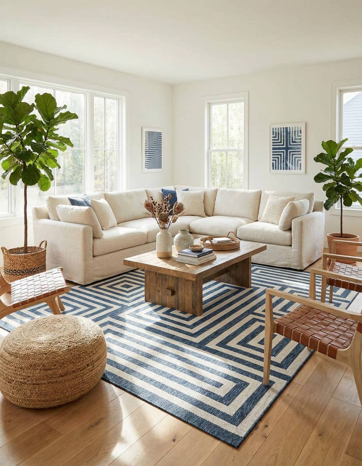 Detail image of 10' x 14'  Washable Modern Indoor / Outdoor Rug