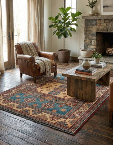 3' 9 x 5' 7 Hand Knotted Kazak Wool Rug