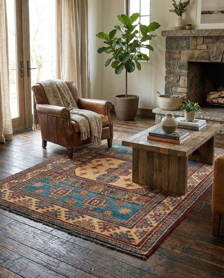 3' 9 x 5' 7 Hand Knotted Kazak Wool Rug