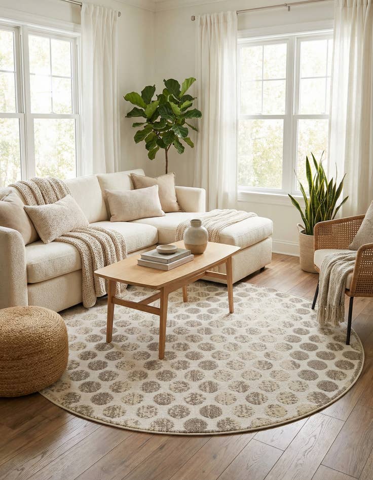 Detail image of 7' 10 x 7' 10 Easy-Clean Sabrina Soto Indoor / Outdoor Round Rug