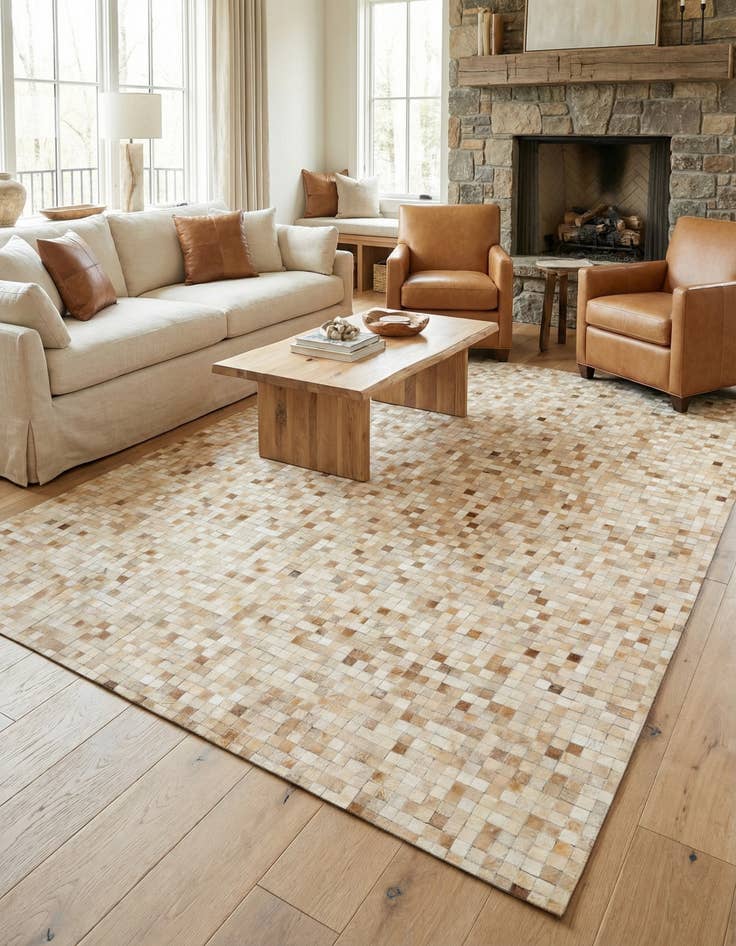 Detail image of  8' 2 x 10' Cowhide - Patchwork Rug