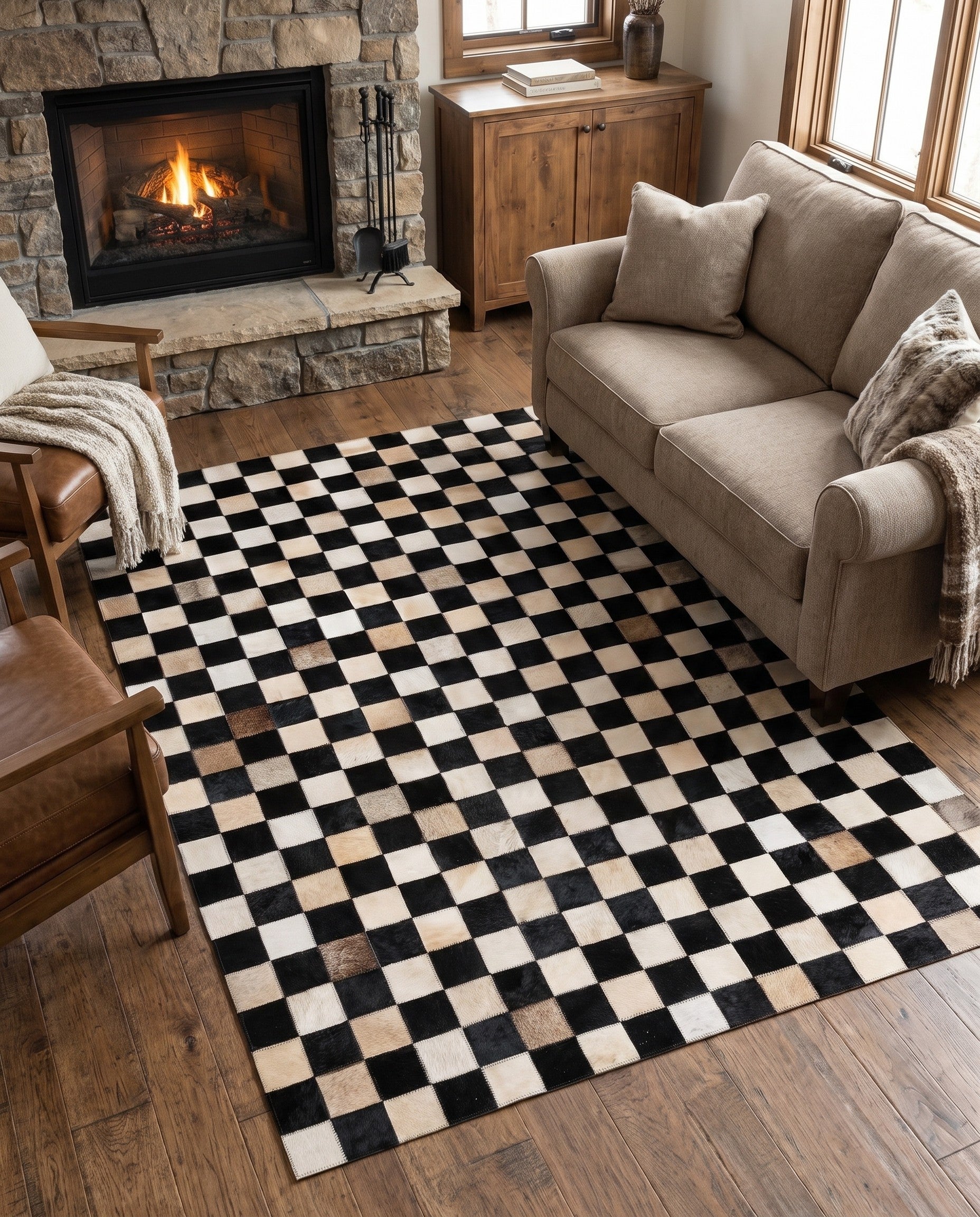 3' 11 x 5' 10 Cowhide Stocks Rug