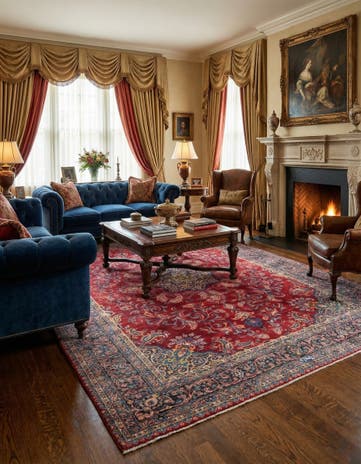 9' 8 x 13' Hand Knotted Isfahan Persian Wool Rug