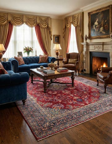 9' 8 x 13' Hand Knotted Isfahan Persian Wool Rug