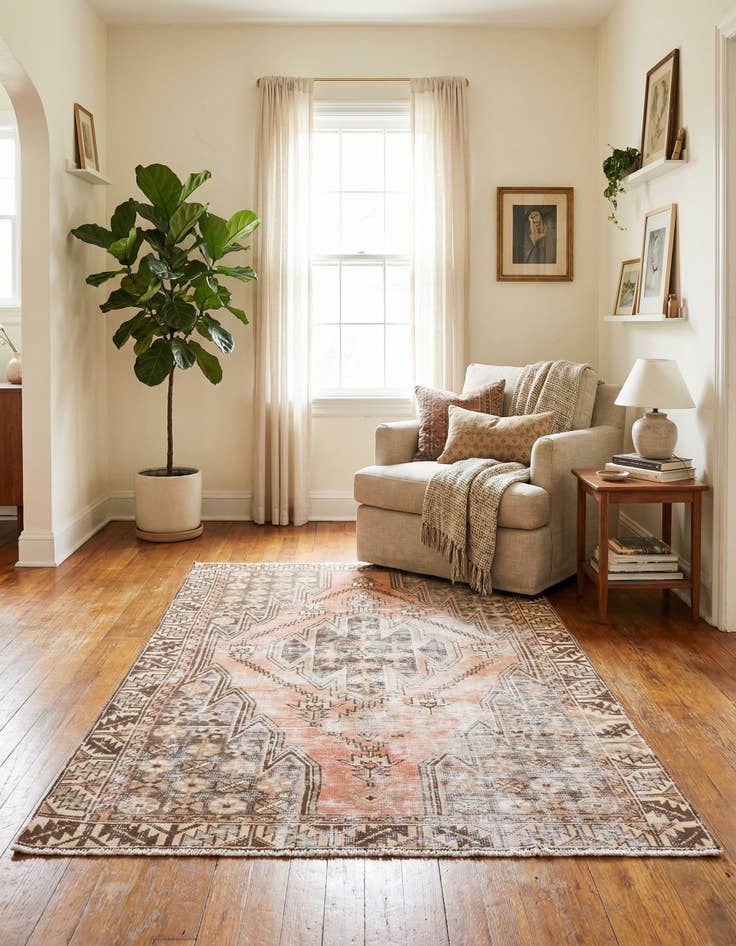 Detail image of 3' 10 x 6' 4  Hand Knotted Ultra Vintage Persian Wool Rug