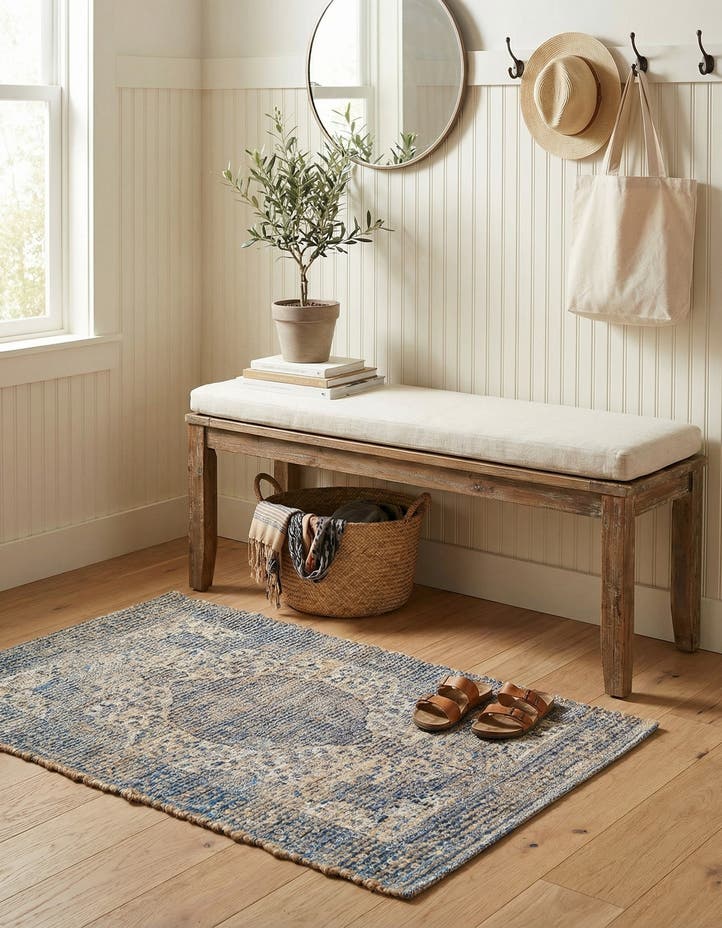 2' x 3' 1 Hand Woven Chenille Jute Rug