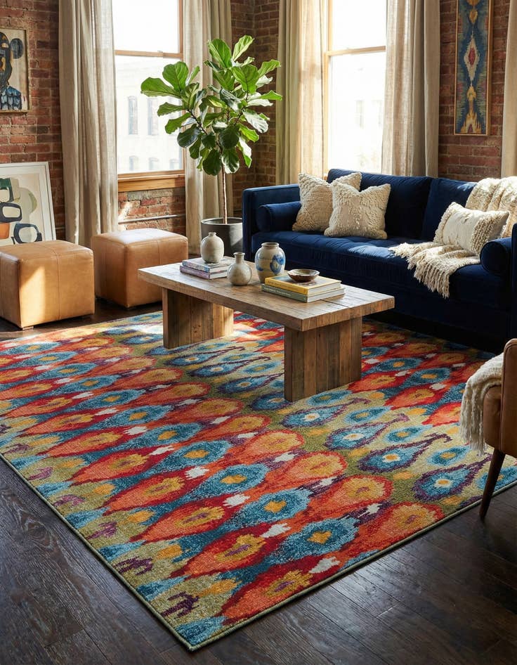 Detail image of 10' x 10'  Washable Modern Indoor / Outdoor Square Rug