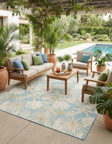 10' x 14' 2 Easy-Clean Botanical Indoor / Outdoor Rug