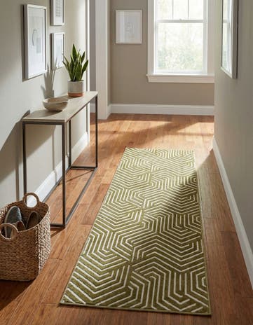 Olive Green Aakaar Runner Rug