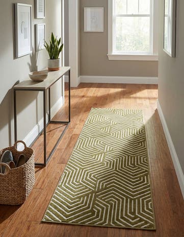 Olive Green Aakaar Runner Rug