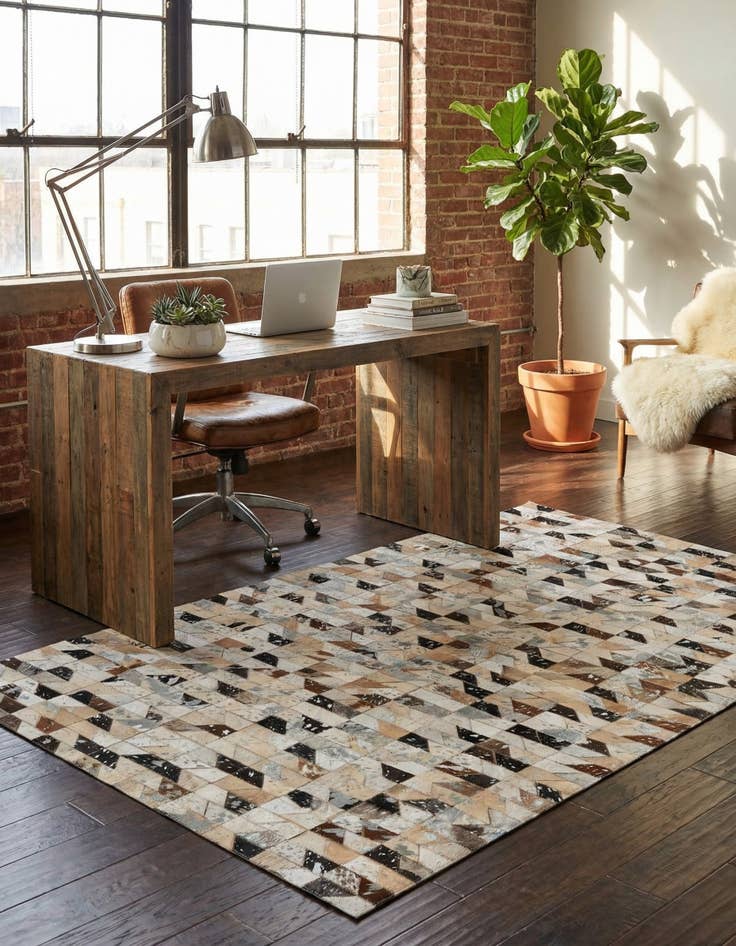 Detail image of 4' 2 x 6' Cowhide - Patchwork Rug