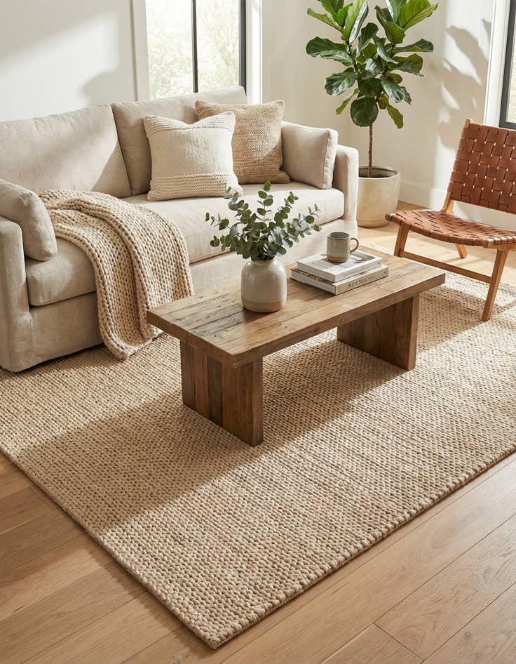 Detail image of 6' 1 x 9'  Hand Woven Lana New Zealand Wool Rug