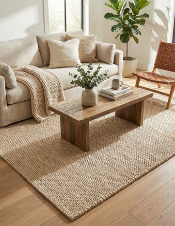 Taupe Hand Woven Lana New Zealand Wool Rug