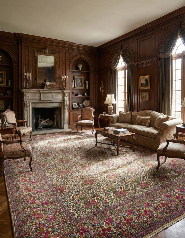 Detail image of 10' 9 x 15' 3  Hand Knotted Kerman Persian Wool Rug