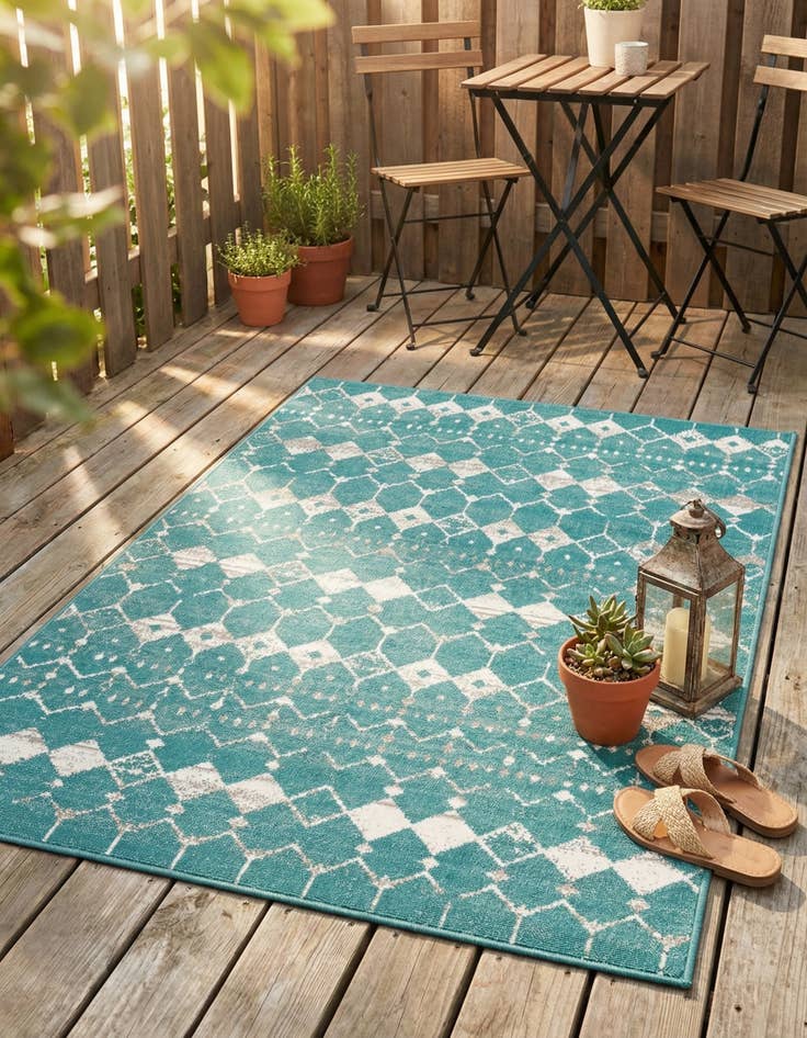 Detail image of 1' 3 x 1' 3  Washable Trellis Indoor / Outdoor Sample Rug