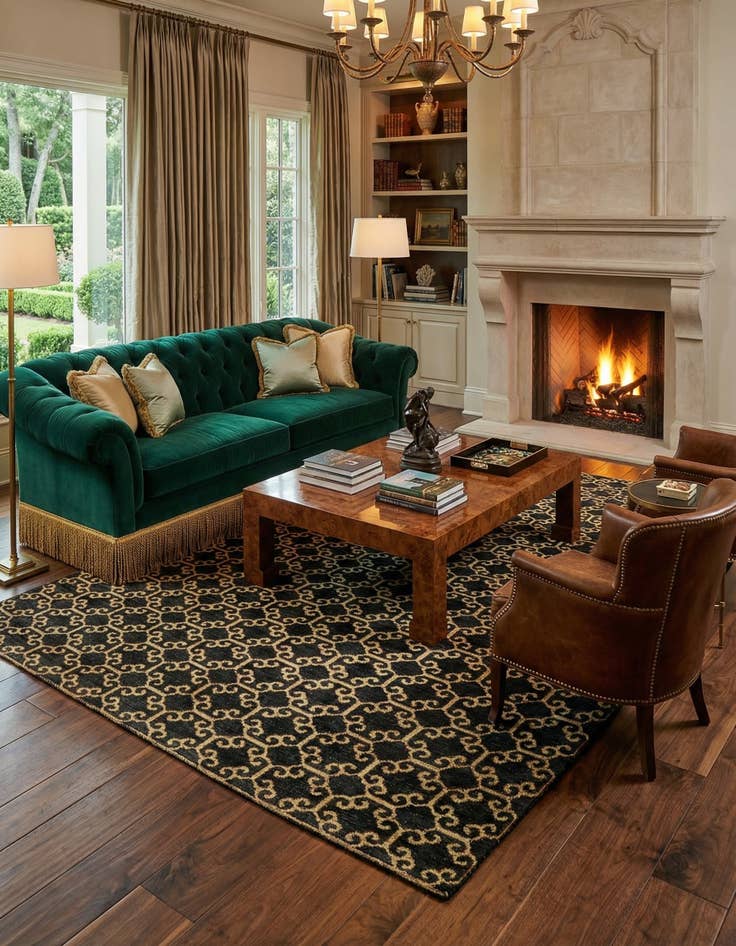 Detail image of 6' 6 x 9' 3  Hand Knotted Peshawar Ziegler Rug