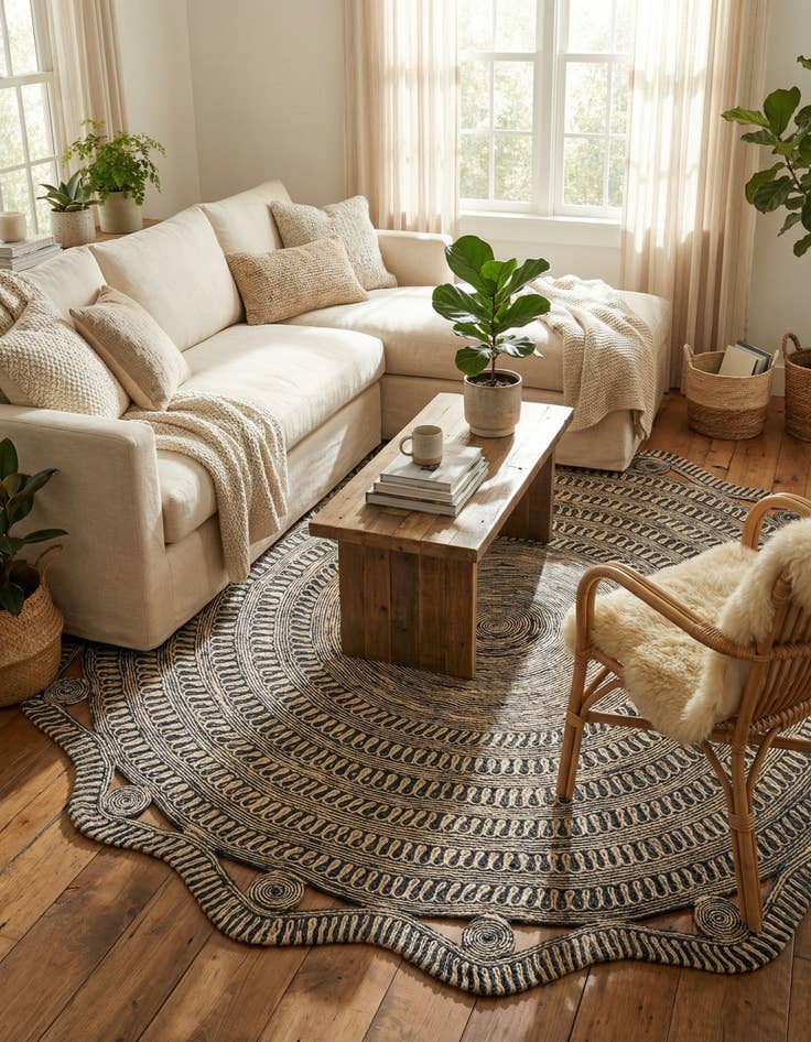 Detail image of 10' x 10'  Hand Braided Jute Round Rug