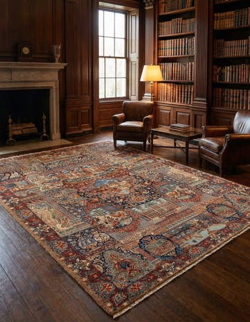 9' 6 x 12' 7 Hand Knotted Kashmar Persian Wool Rug