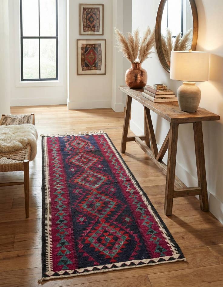 Detail image of 4' x 8'  Hand Woven Kilim Fars Wool Runner Rug