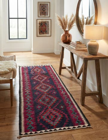 4' x 8' Hand Woven Kilim Fars Wool Runner Rug