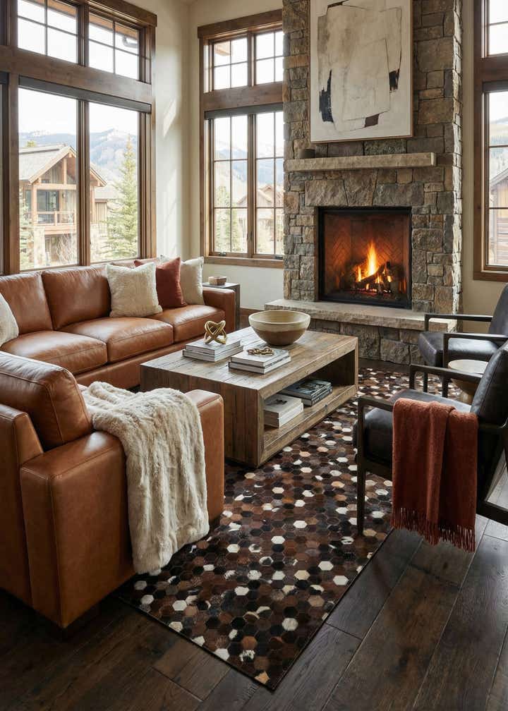 5' x 8' Cowhide Leather Rug