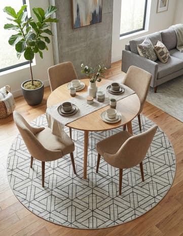 White Lattice Trellis Round Rug
