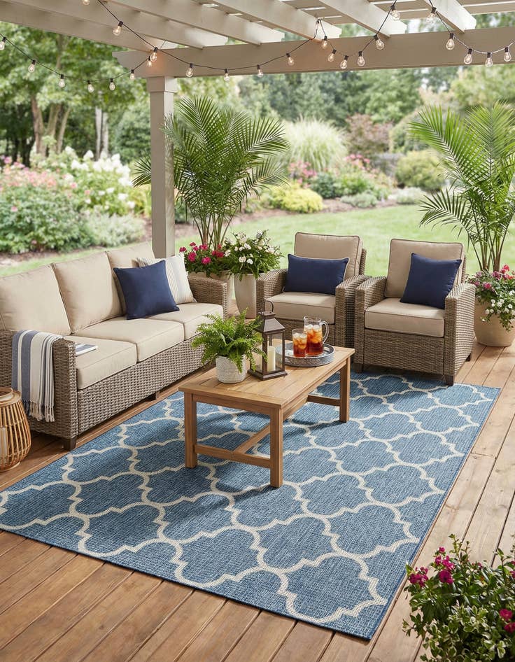 Detail image of  7' x 10'  Washable Lattice Indoor / Outdoor Rug