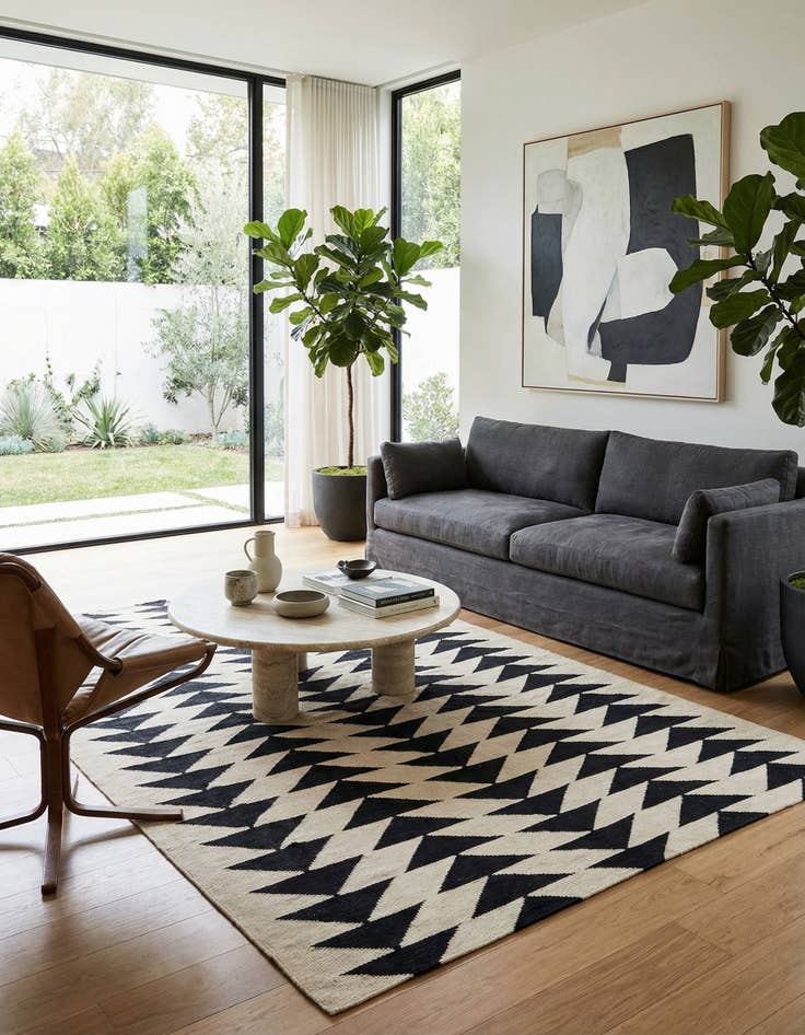 Detail image of 5' 9 x 7' 6  Hand Woven Kilim Modern Wool Rug