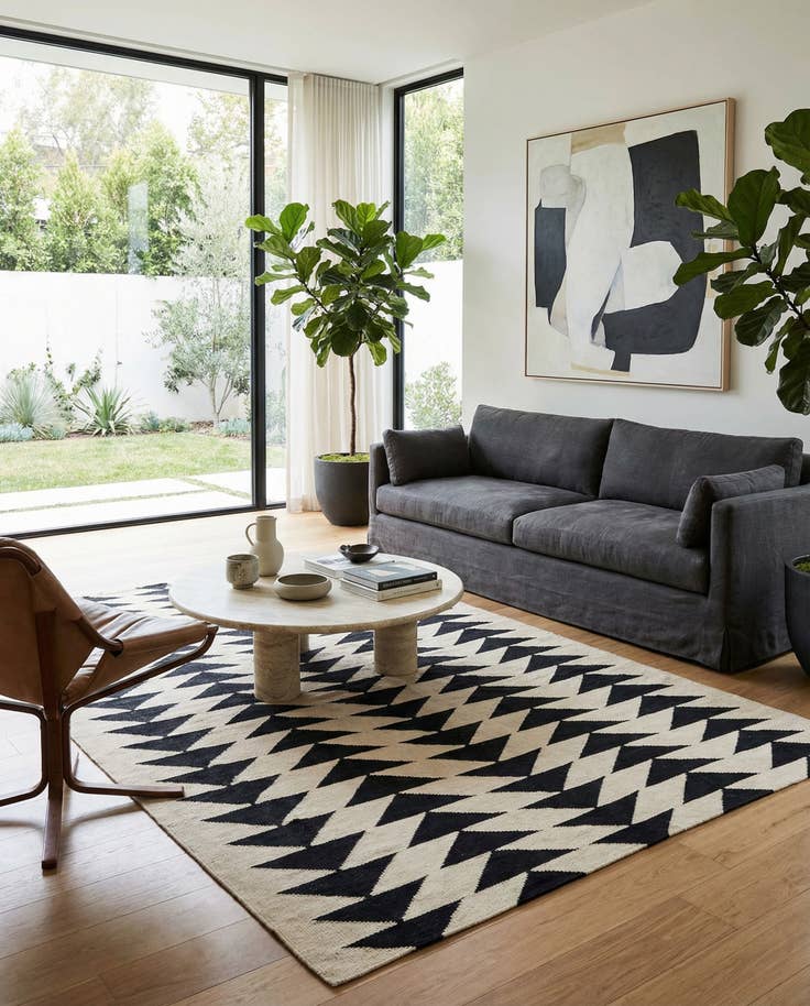 Detail image of 5' 9 x 7' 6 Hand Woven Kilim Modern Wool Rug