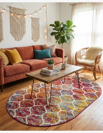 3' x 5' 3 Trellis Frieze Oval Rug