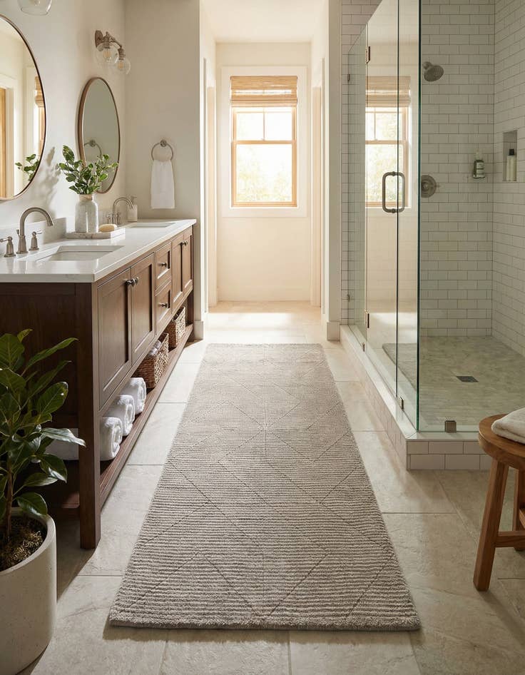 Detail image of 2' x 5' 1 WoolCraft Geometric Runner Rug