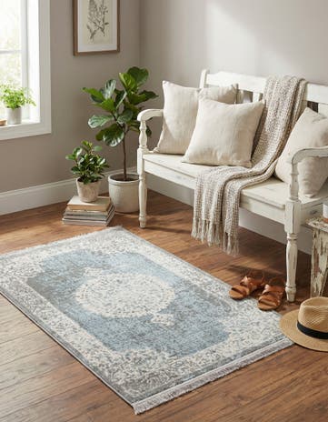 Light Blue Modern Classical Rug