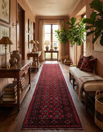 2' 6 x 18' 8 Hand Knotted Afghan Akhche Wool Runner Rug