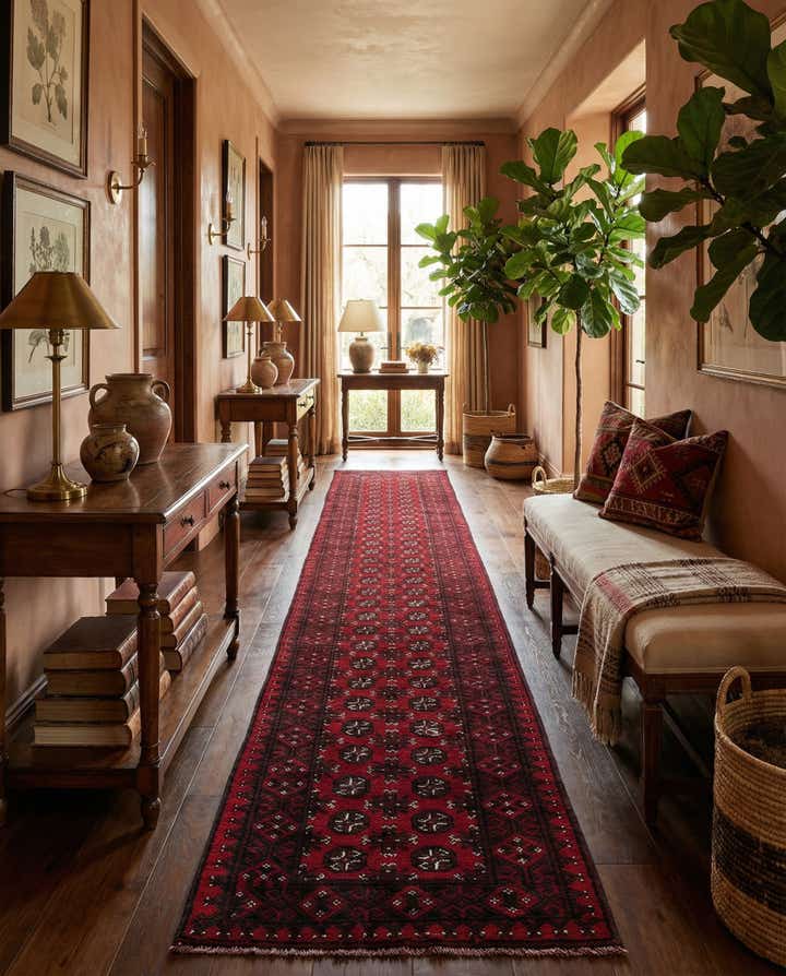 2' 6 x 18' 8 Hand Knotted Afghan Akhche Wool Runner Rug
