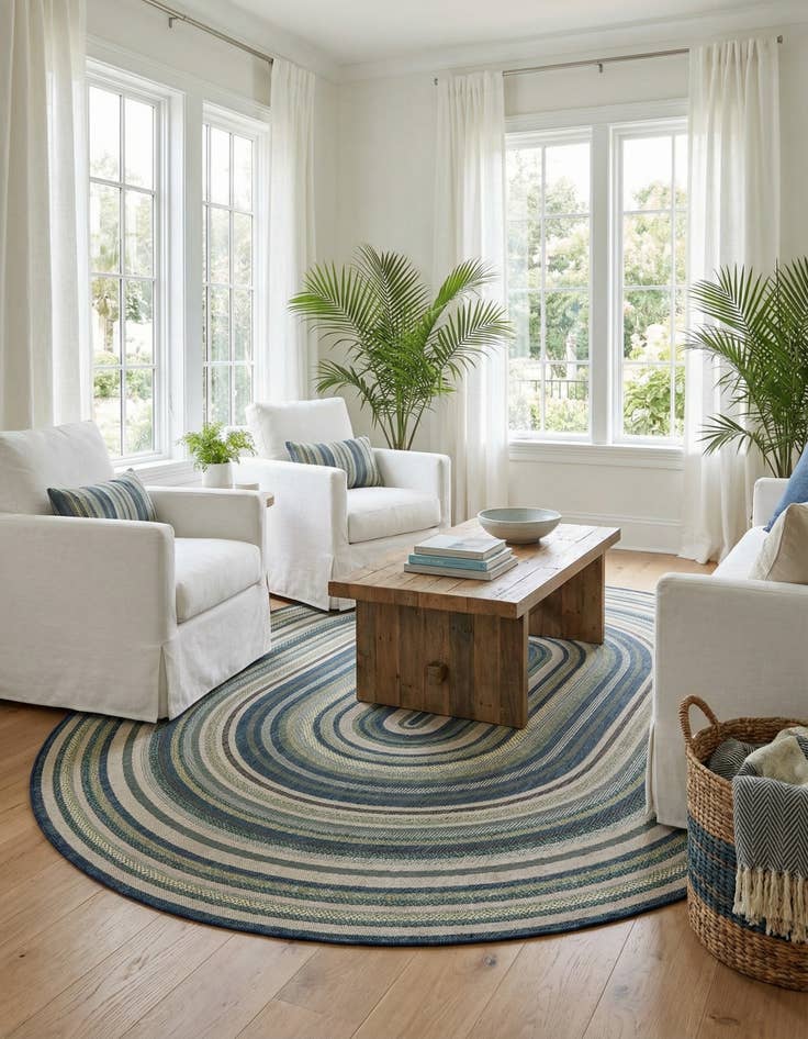 Detail image of 7' 10 x 10' Easy-Clean Baja Indoor / Outdoor Oval Rug