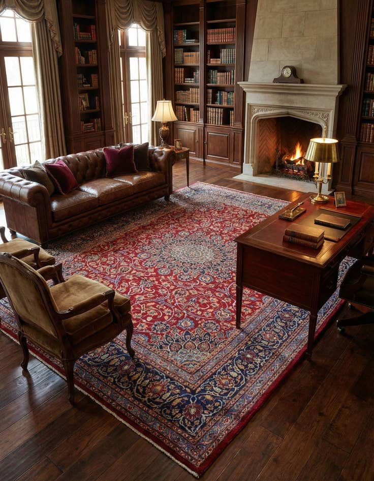 Detail image of 9' 10 x 12' 9  Hand Knotted Kashmar Persian Wool Rug