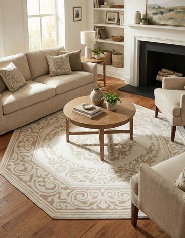 Snow White Hermitage Octagon Rug