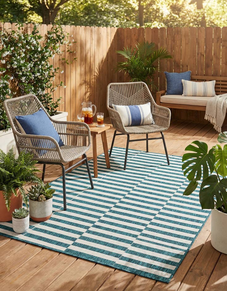 Detail image of  4' x 6'  Washable Ribbon Indoor / Outdoor Rug