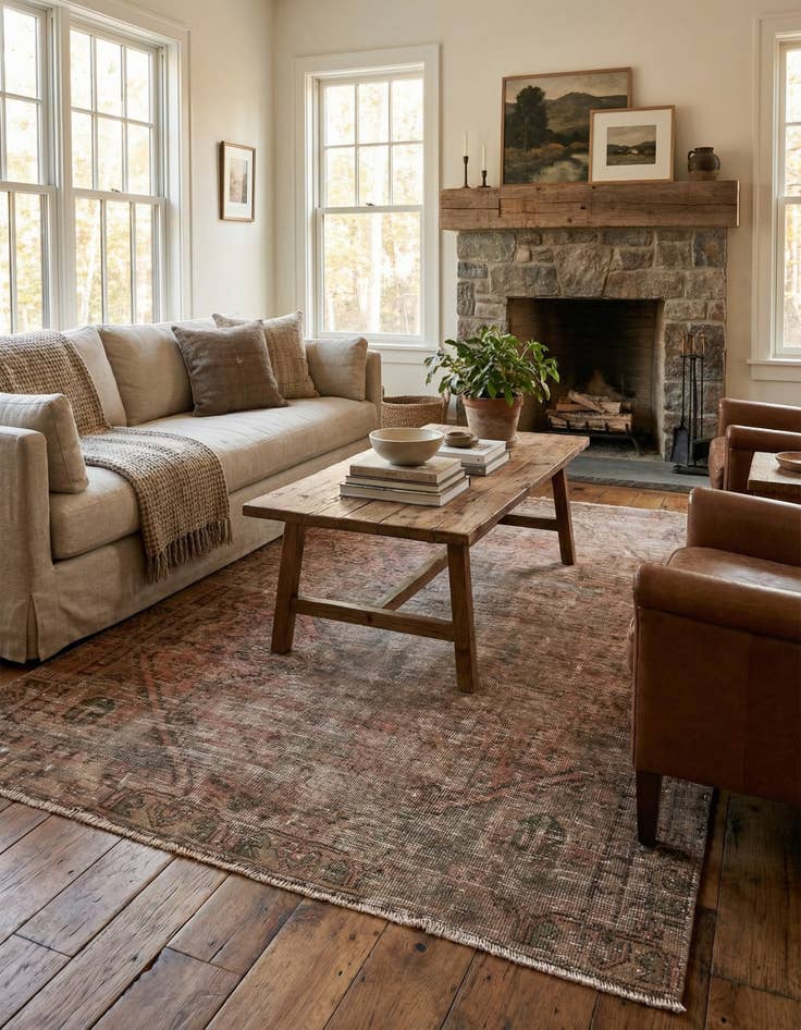 Detail image of 4' 8 x 6' 2  Hand Knotted Ultra Vintage Persian Wool Rug