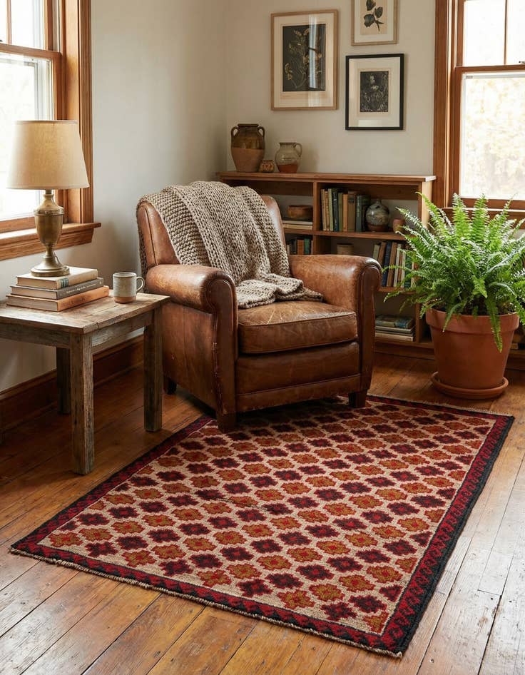 Detail image of 3' x 4' 6  Hand Knotted Balouch Persian Wool Rug