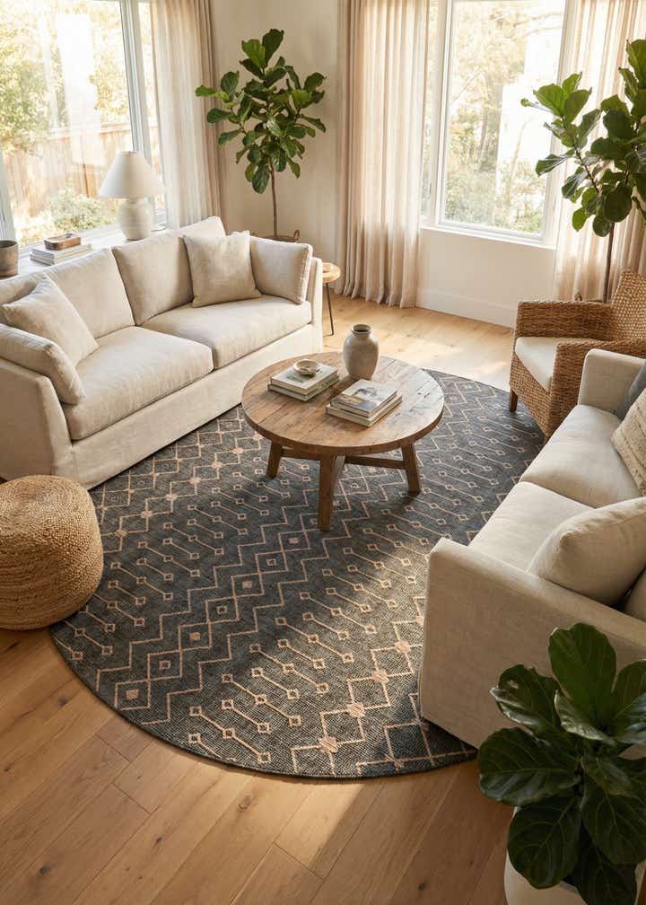 10' 8 x 10' 8 Easy-Clean Trellis Indoor / Outdoor Round Rug