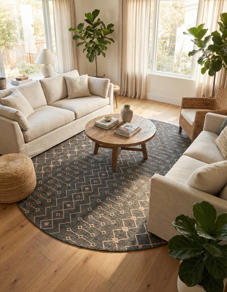 Detail image of 10' 8 x 10' 8 Easy-Clean Trellis Indoor / Outdoor Round Rug